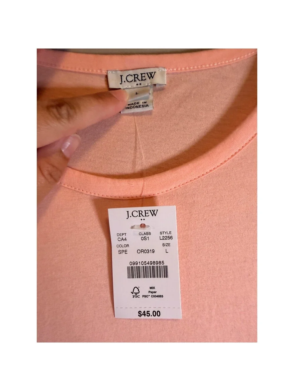 J.Crew Womens Peach Cotton Short Sleeve T-Shirt Shift Dress Size L NWT